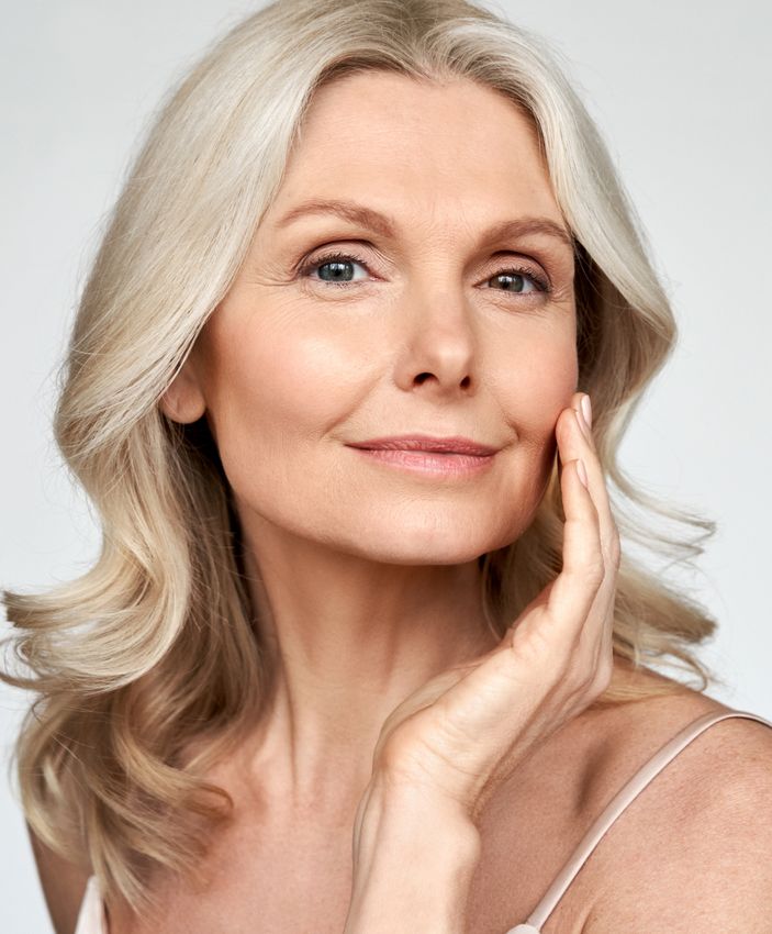 Newton laser skin resurfacing model with blue eyes