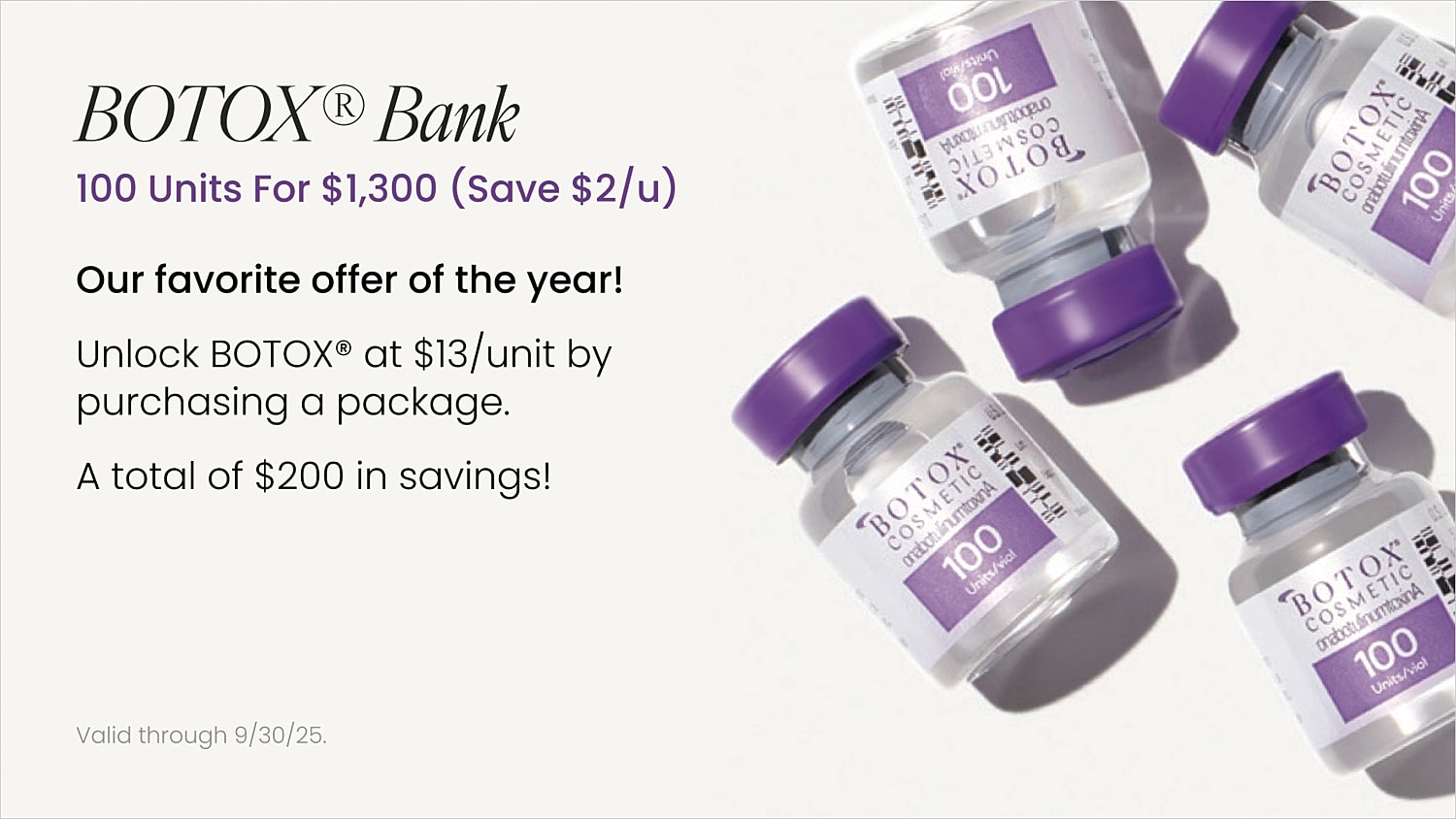 Botox promotional offer with unit pricing details
